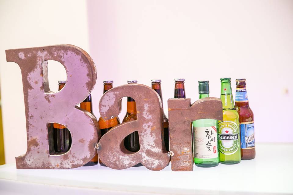 Bar Signage. Hyemi & Augustine Korean Wedding @Joseph Korean Catholic Center (Min Studio Photography)