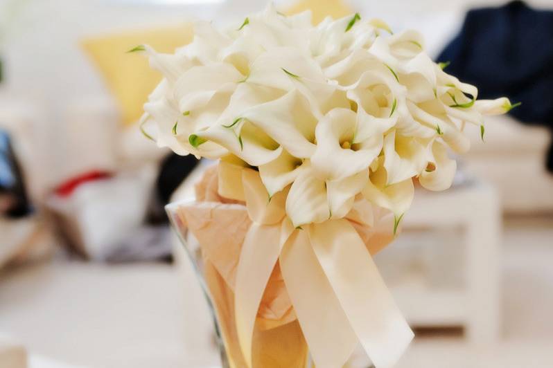 Calla Lily Bridal Bouquet. Leili & Hooman Malibu Persian Wedding @Saddlerock Ranch (Joshua Bobrove Photography)