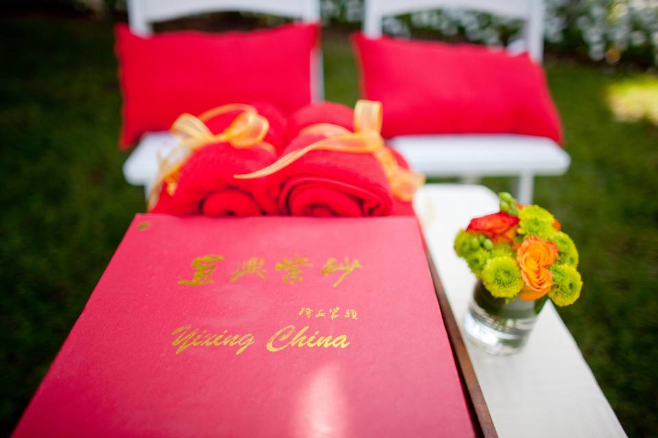 Gifts for Chinese Tea Ceremony. Kelly & Glen Chinese Fusion Wedding @Beverly Hills Private Estate. (Gavin Holt Photography)