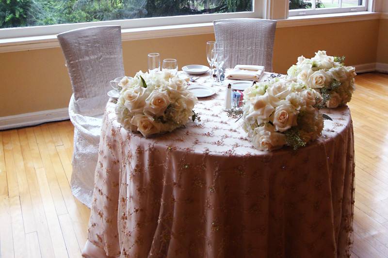 Floral Centerpiece and Framed Table Number. Molly & Bret Country Club Wedding @Altadena Town & Country Club (Heidi Ryder Photography)