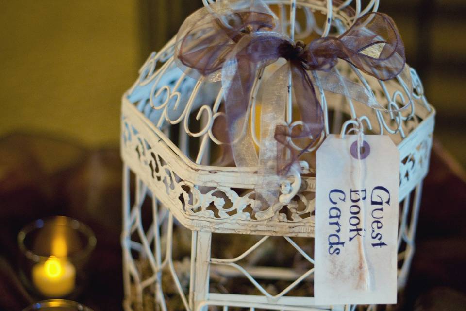 Birdcage Guestbook Card Holder. Molly & Bret Country Club Wedding @Altadena Town & Country Club (Heidi Ryder Photography)