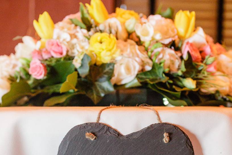 Sweetheart Table with Just Married Chalkboard Sign. Sheena & Keith Beverly Hills Wedding Ceremony @Greystone Mansion (Gavin Farrington Photography)