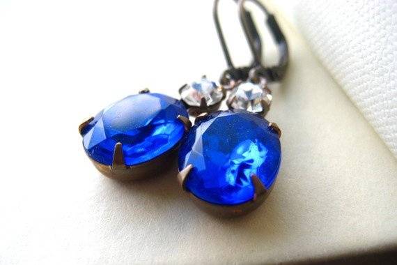 Something Blue Rhinestone Earrings