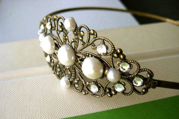 Filigree Headband with Pearls and Rhinestones