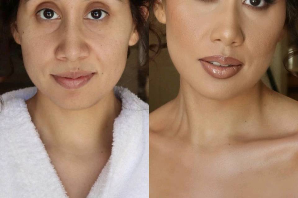 Before and after of bride