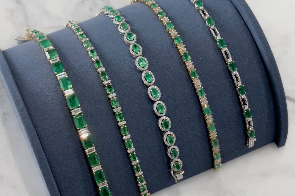 Emerald and diamond tennis bra