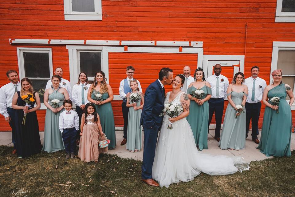 Wedding in front of Barn