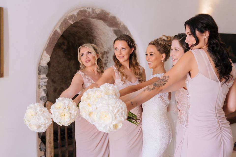 Bride and bridesmaids