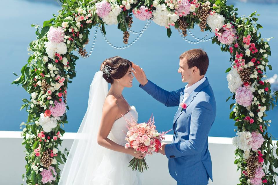 Under the wedding arch