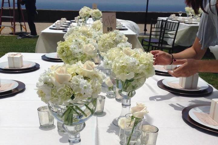 Table setup with centerpiece