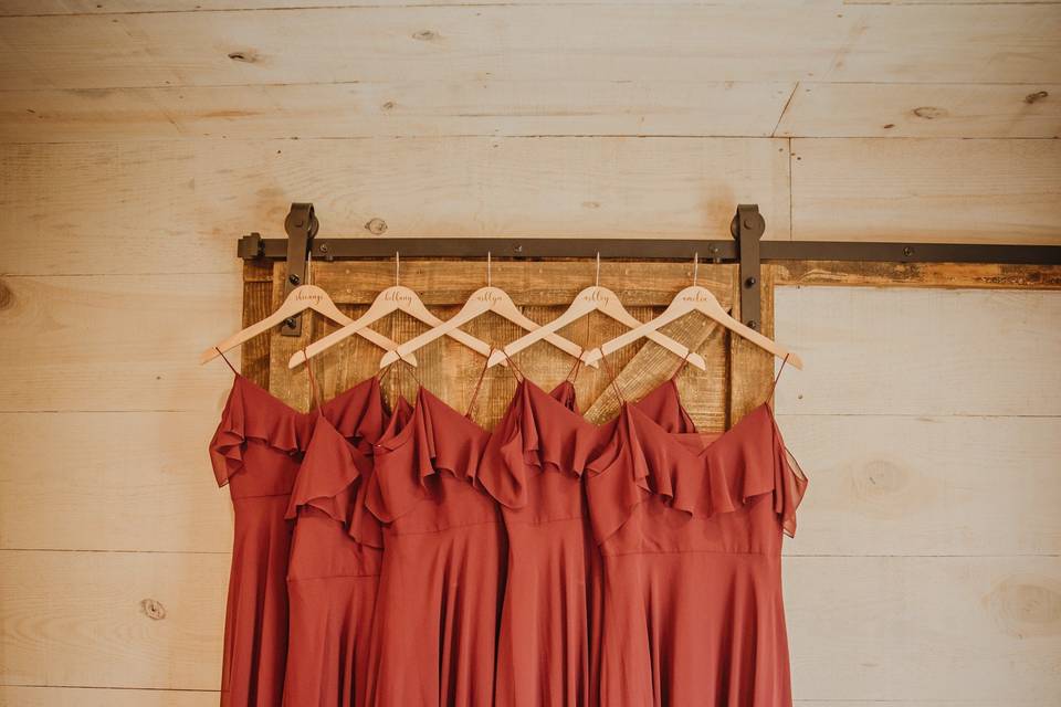 The bridesmaid's dresses