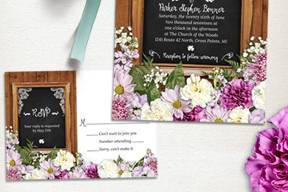 Rustic Spring Chalkboard Wedding Stationery Suite, Invitation and RSVP