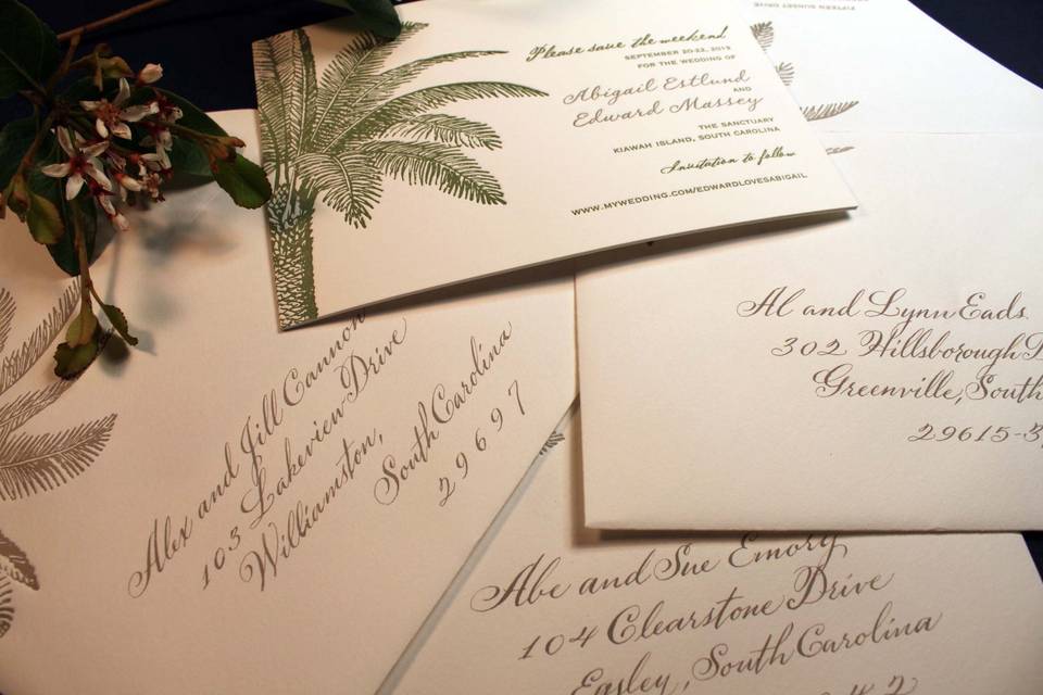 Beautiful letter press invitation by Ceci New York