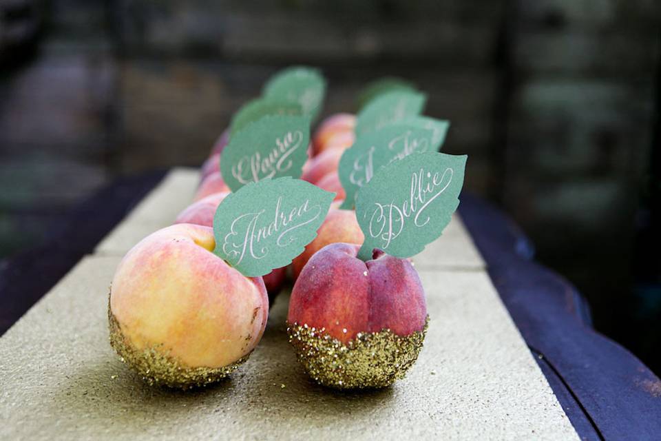 Carolina peaches for place card holders .... ummmm.