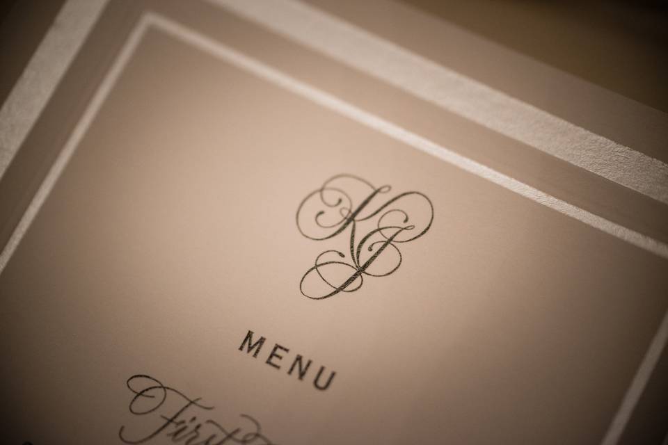The monogram was the perfect little nuance to the menu. The interlocking K and J, the initials of their first names, tell you just how bonded this relationship is, doesn't it?