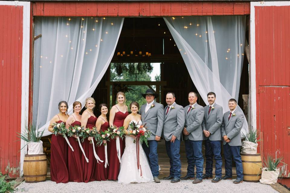 All assembled outside the barn