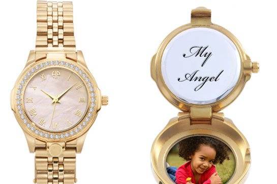 The Ladies Shimmer
Polished gold stainless steel hands and sweep movement
Polished gold stainless steel roman numberals
Burnished gold mother of pearl dial
Sparkling Austrian crystals hand set in a bezel case lining each side of the watch