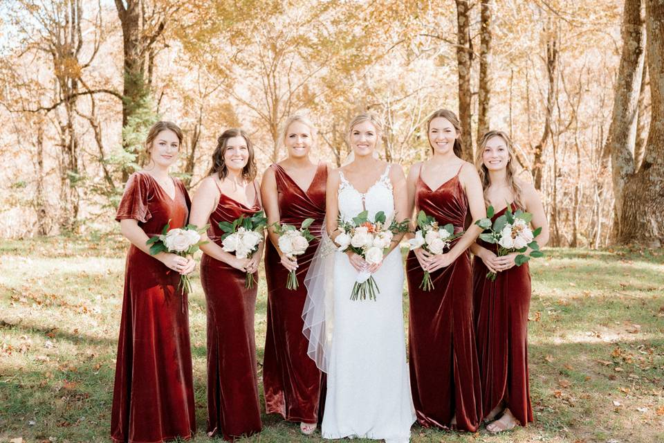 Bride with her bridesmaids