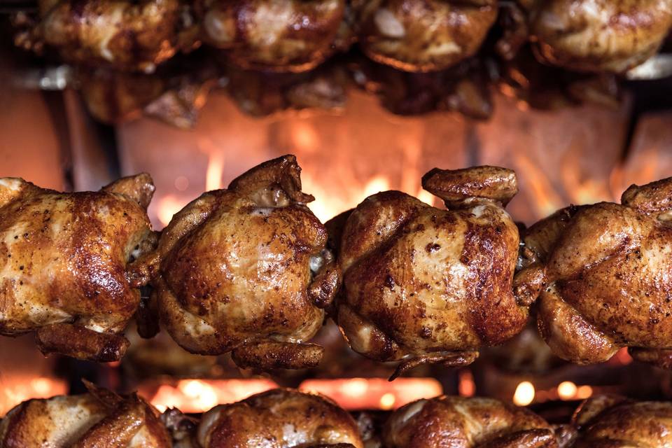 Wood-fired rotisserie chicken