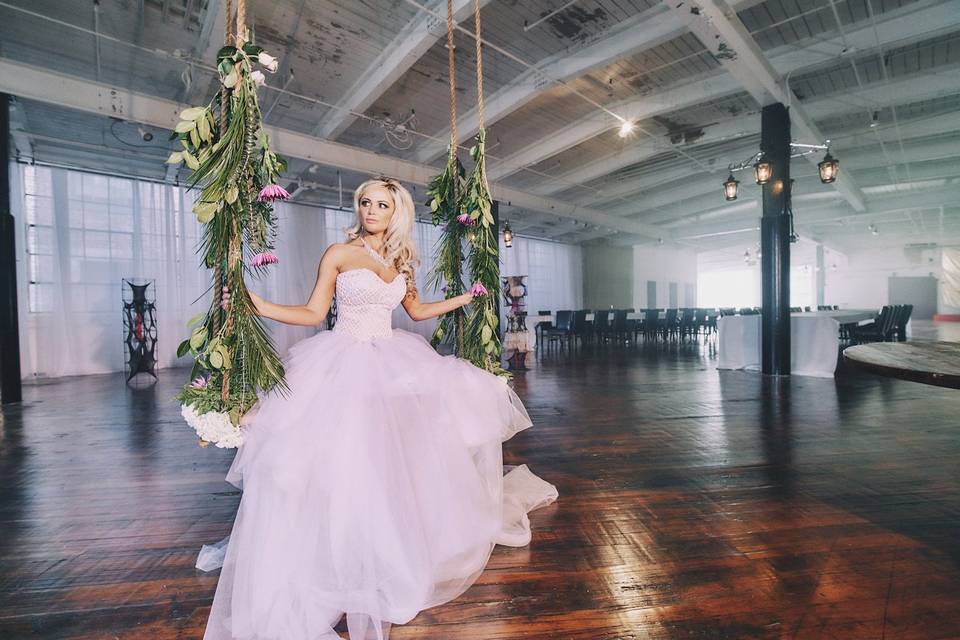 Bride on a swing