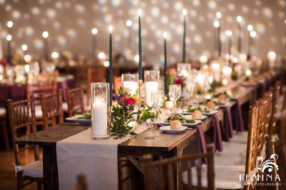 Candlelit table and decor