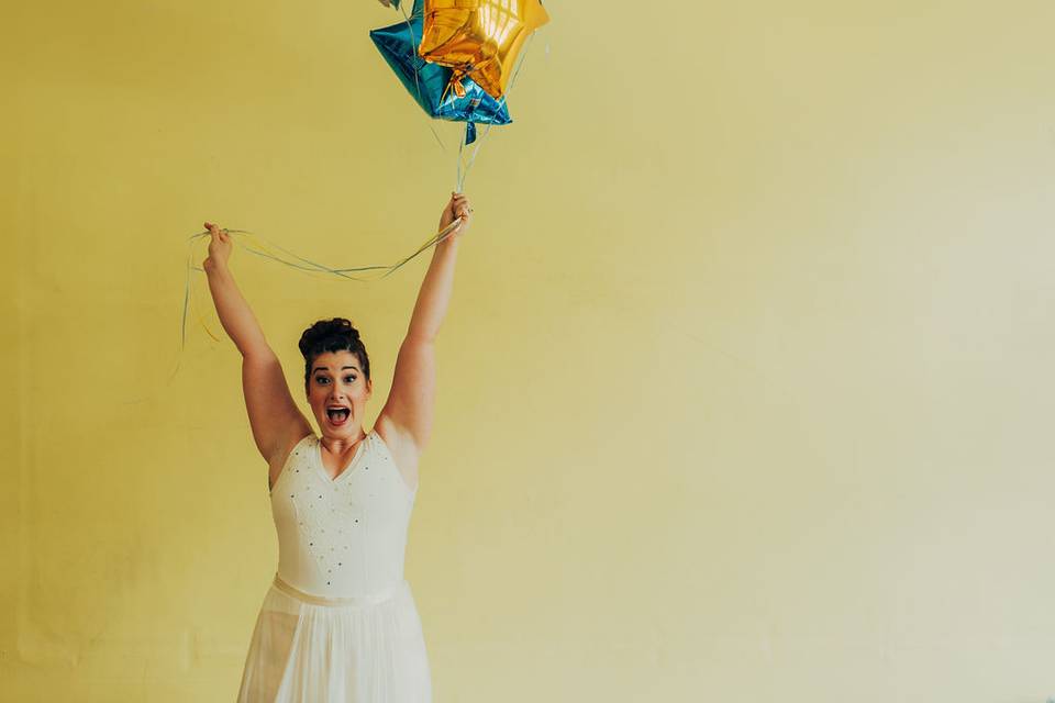 Bride with balloons