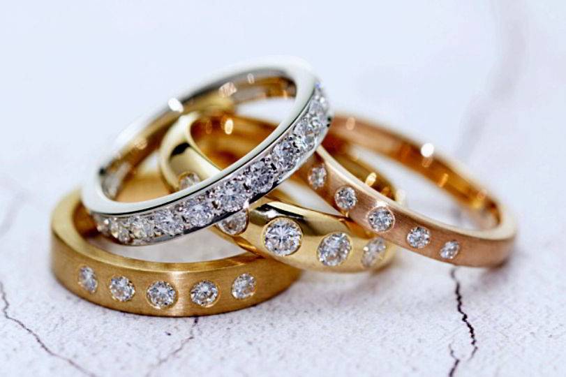 Diamond-set wedding rings