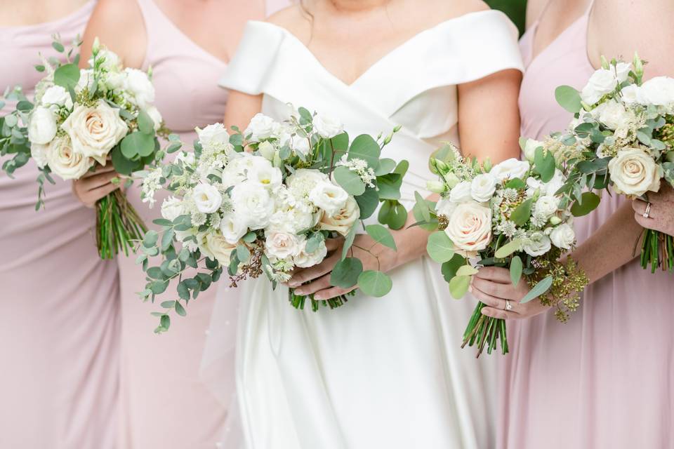 Whites, Green and Pink Bouquet