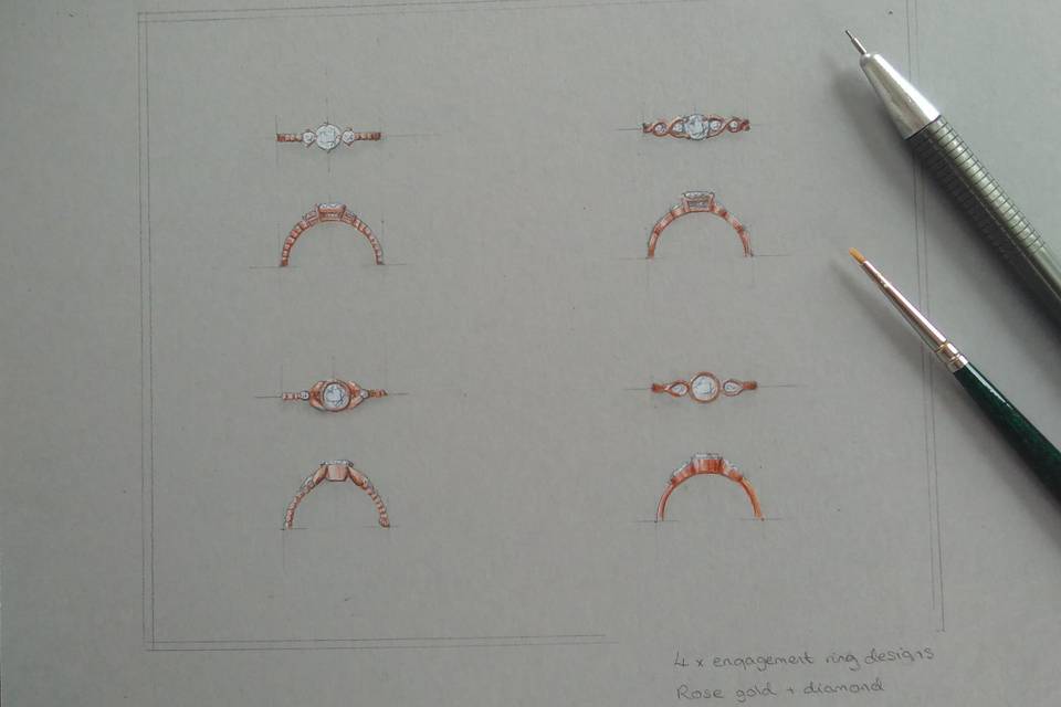 Bespoke engagement ring sketches