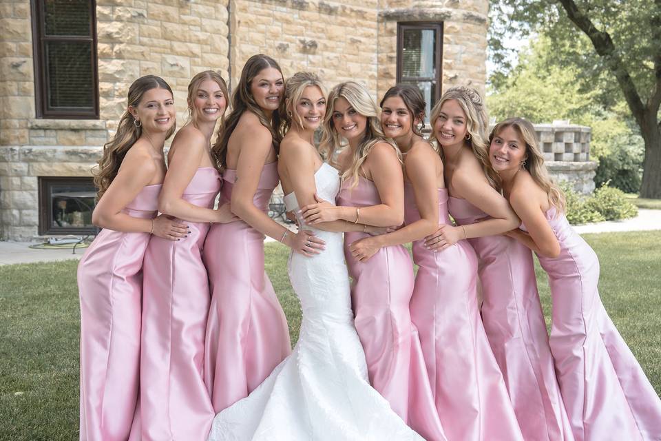 Bridesmaids with bride