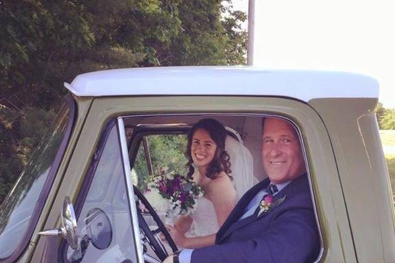 Newlyweds in the truck