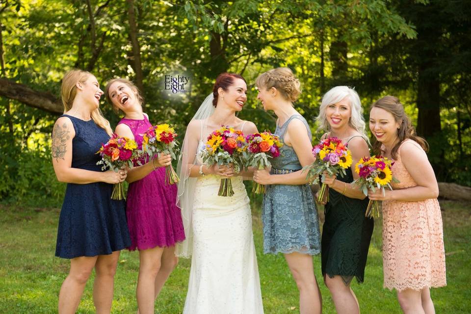 Bride with friends