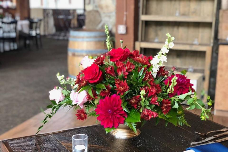 Red themed centerpiece