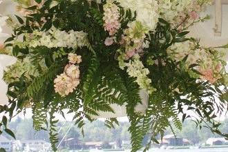 Ceremony - Boston fern embellished with florals by Loeffler's Flowers