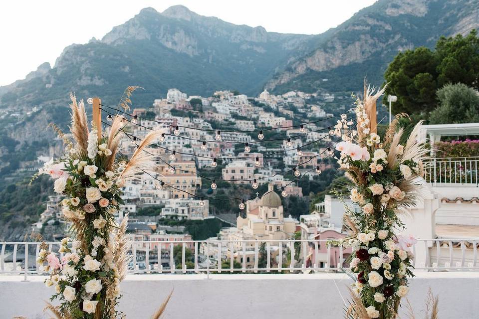 Boho chic ceremony arch