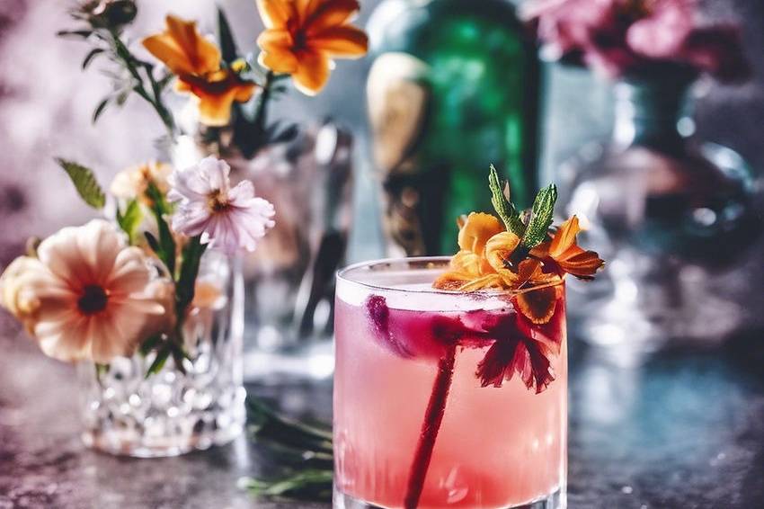 Cocktails with a flower