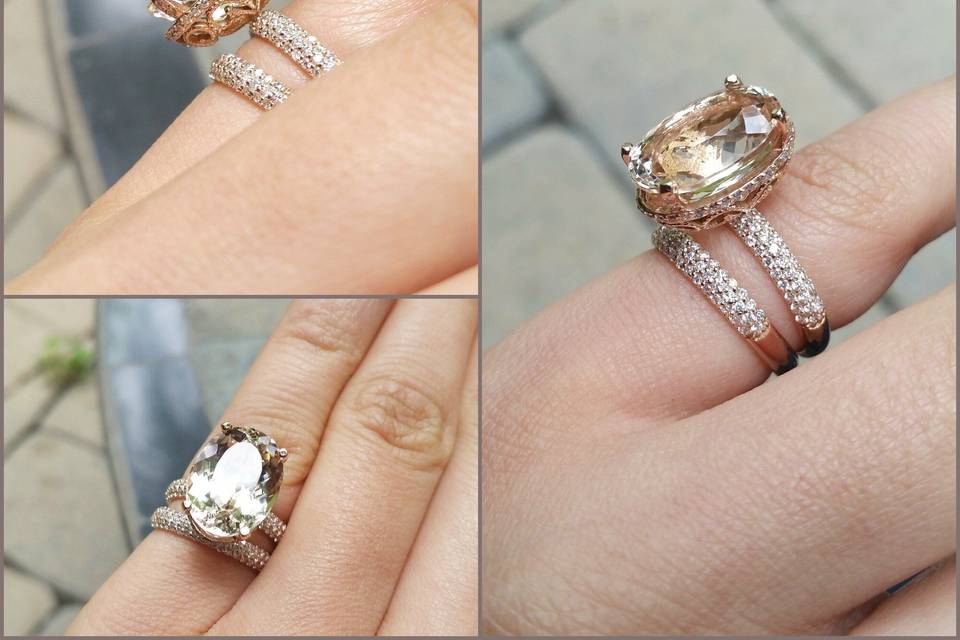 This is yet another gorgeous morganite engagement ring, from yours truly!