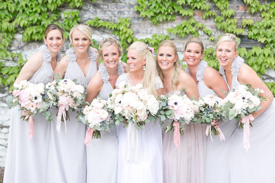 Bride and her bridesmaids