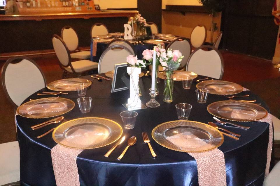 Navy & Pink Reception Tables