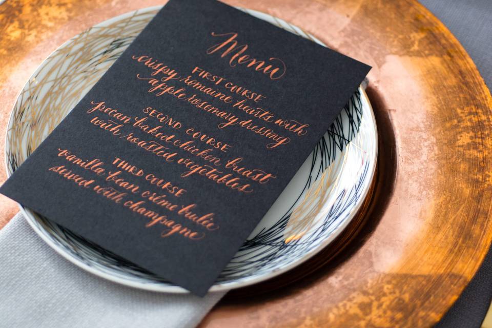 Black and Copper Place Setting