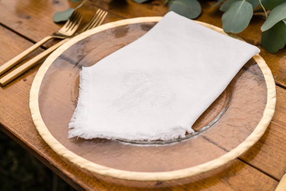 Monogrammed cloth napkin