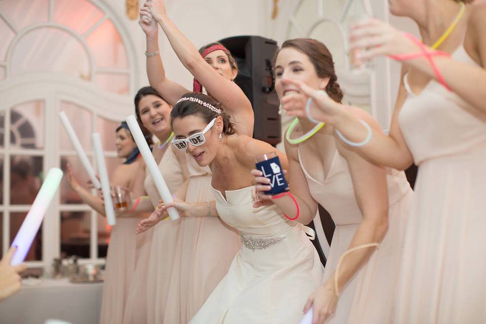 Bridal party having fun