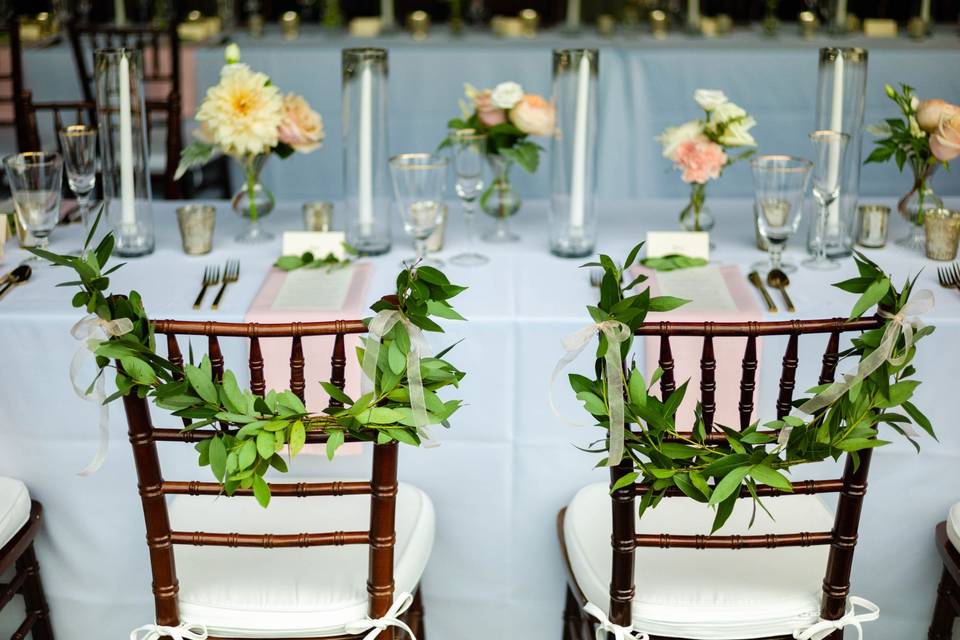 Chairs with garlands