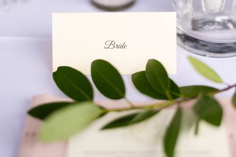 Place card on table