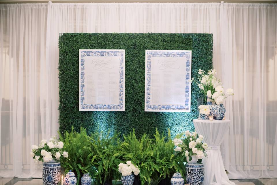 Seating chart and greenery