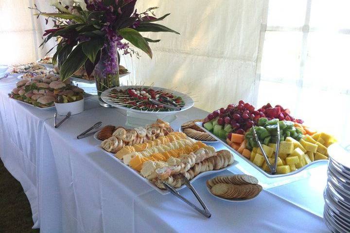 Fresh fruit, vegetable, and domestic cheese display