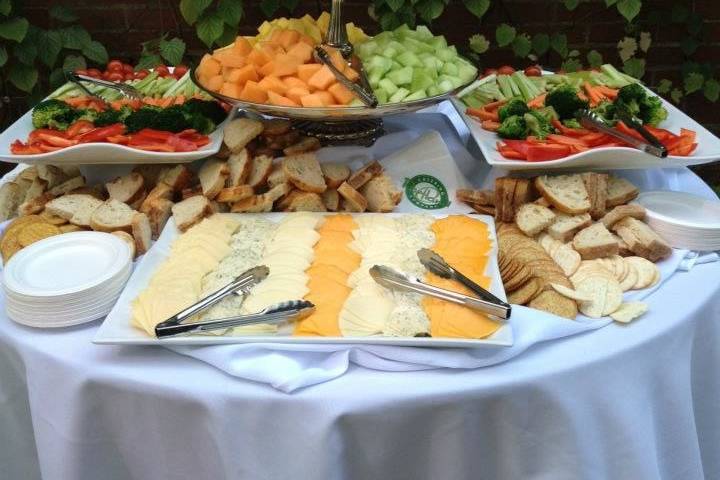 Fresh fruit, vegetable, and domestic cheese display