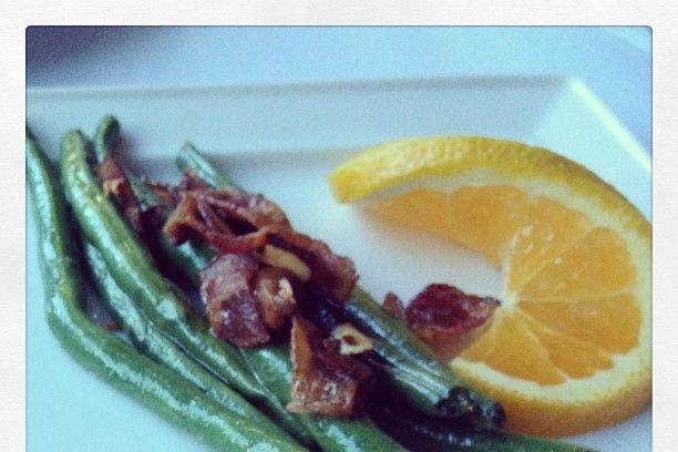 Green beans with bacon almond butter