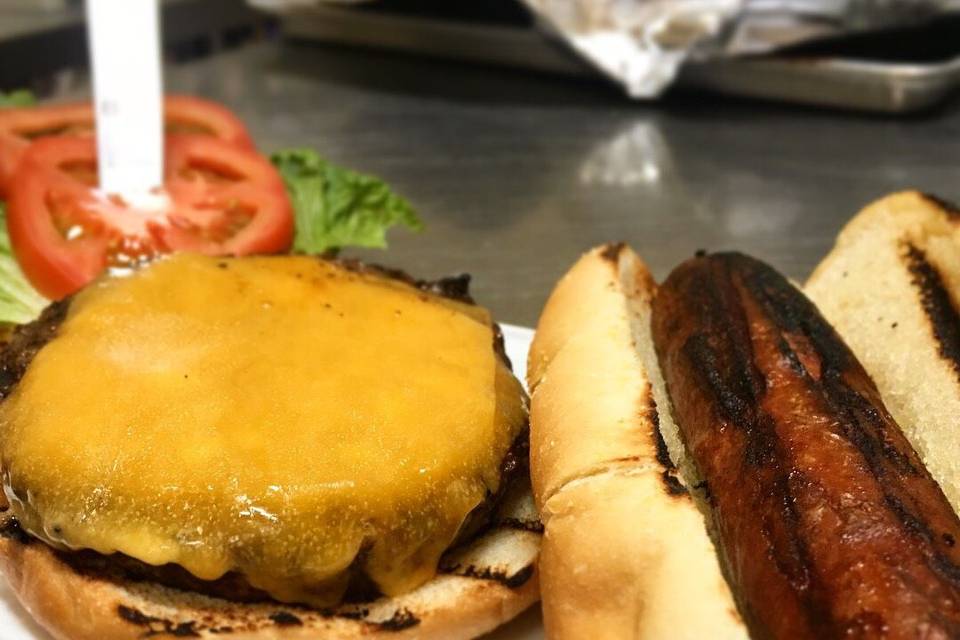 1/3 lb cheeseburger & 1/4 lb hot dog