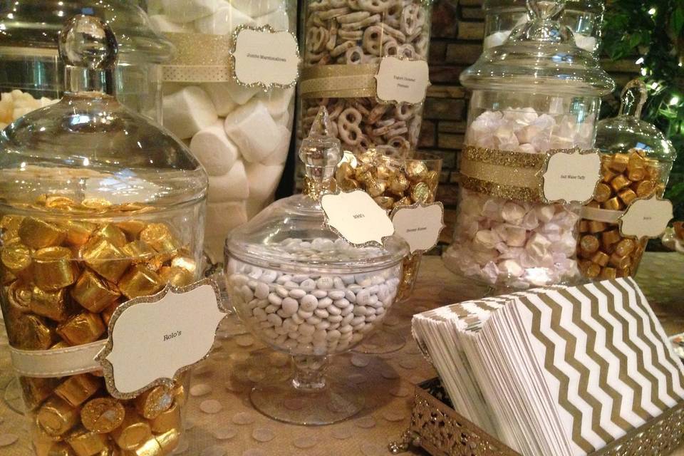 Gold and White dessert buffet at North Ranch Country Club